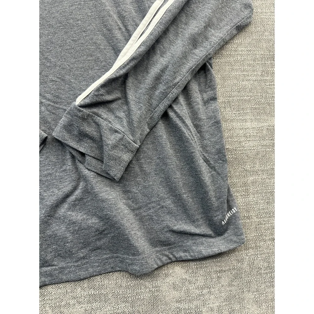Adidas Aeroready Primegreen Hoodie Men 2XL Heather Gray Striped Running Athletic